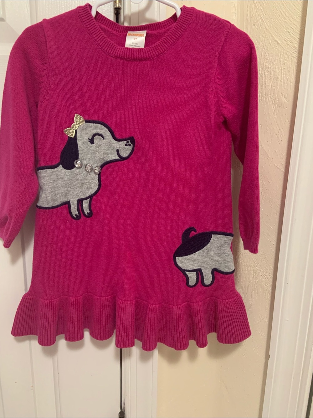 Gymboree Hot Pink Dog Appliqué Sweater Dress